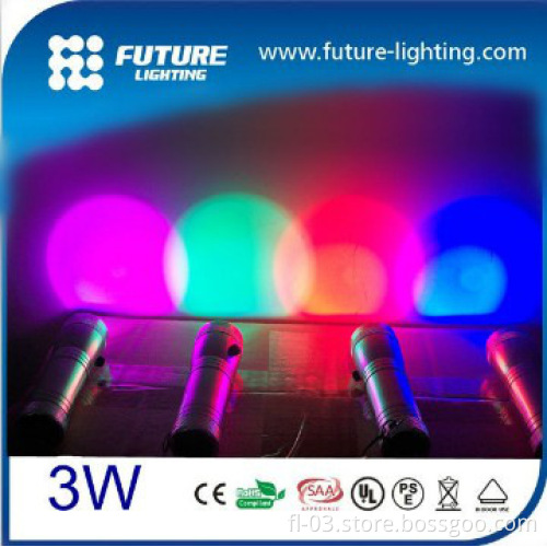 Aluminium alloy indoor 3W RGB led flashlight torch